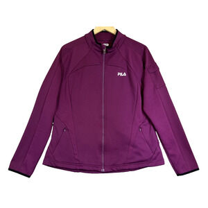Fila Sport Jacket Women's XL Magenta Full Zip Fleece Stretch Pockets Activewear